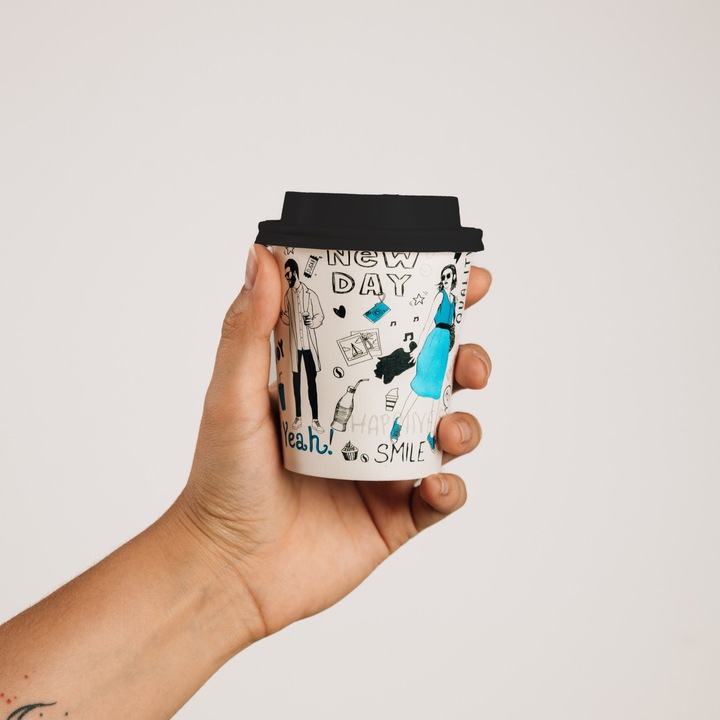 Kubki Papierowe Do Goracych i Zimnych Napojów 250ml Nadruk+ pokrywki 100szt