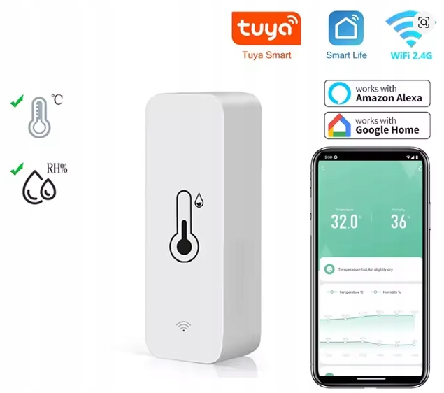 Czujnik temperatury i wilgotności WIFI TUYA SMART LIFE bezprzewodowy