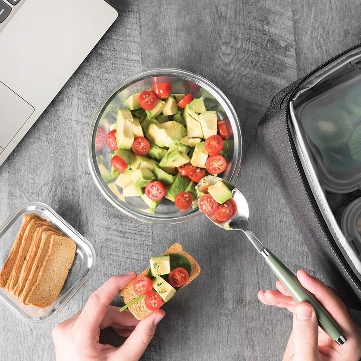 10 X LUNCHBOX SZKLANE POJEMNIKI NA ŻYWNOŚĆ USZCZELKA ŻAROODPORNE ZESTAW