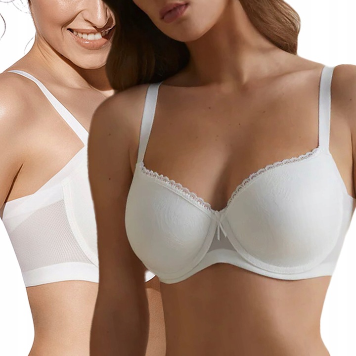 Biustonosz Usztywniany Gładki Modelujący Boki Codzienny Wygodny Biały 75C