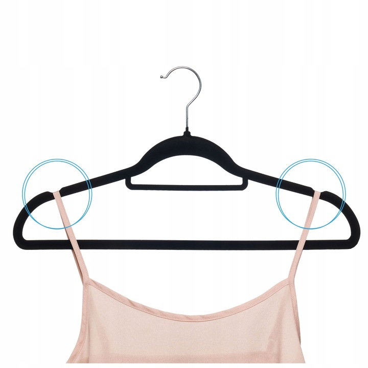 WIESZAK WELUROWY NA UBRANIA WIESZAKI WELUROWE NA ODZIEŻ X30 CZARNE