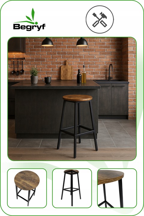 HOKER barowy KRZESŁO do baru TABORET rustykalny stołek do kuchni BRĄZ