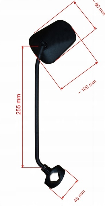 Lusterko rowerowe długie ramię AJS PLUS, POLSKIE