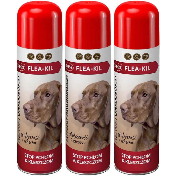 PESS MUSZKA PREPARAT SPRAY NA PCHŁY I KLESZCZE DLA PSA 3x250ml