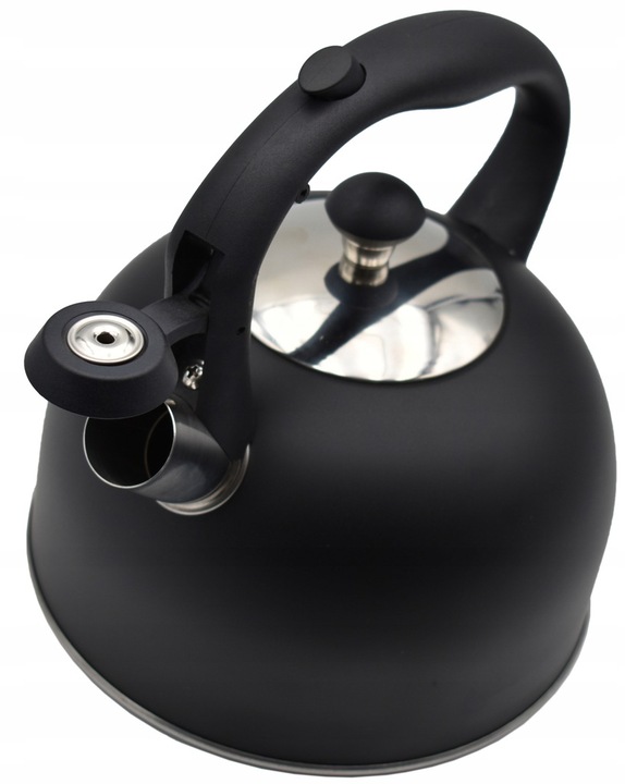 CZAJNIK INDUKCJA GAZ Z GWIZDKIEM TRADYCYJNY CZARNY MATOWY POJEMNY 2,5 L