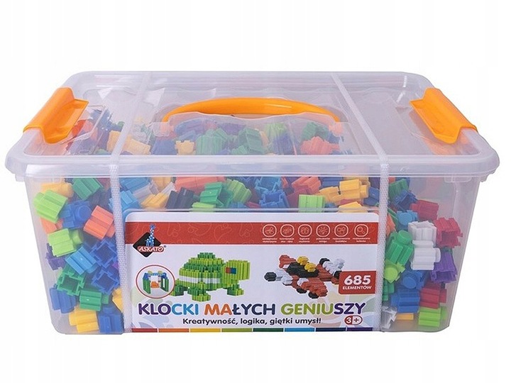 Klocki KONSTRUKCYJNE MAŁYCH GENIUSZY 685 el. BOX + walizka
