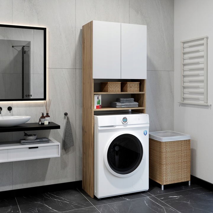 REGAŁ ŁAZIENKOWY SZAFKA NAD PRALKE WOTAN BIAŁY 4 PÓŁKI