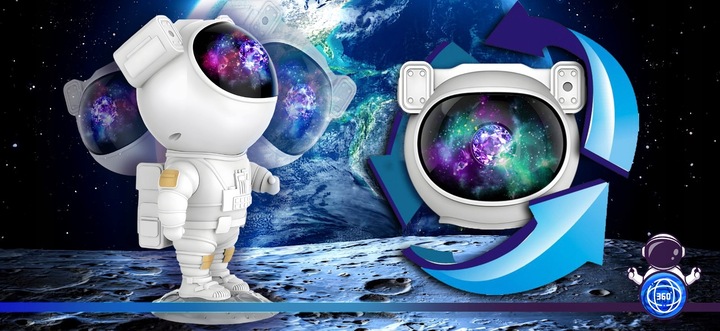 PROJEKTOR GWIAZD ASTRONAUTA LAMPKA NOCNA RZUTNIK DLA DZIECI 2 GEN. 2024R.