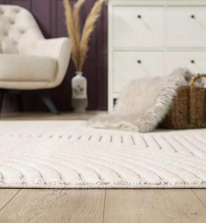 the carpet Everest Short Pile Rug, High-Low Effect, Panglao, Cream, 120x170