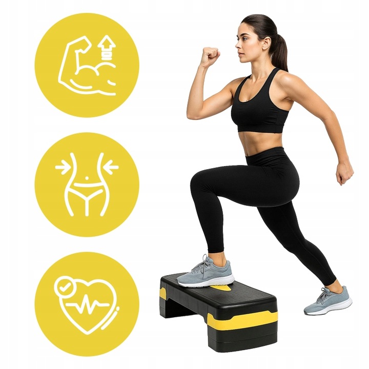 STEP SCHODEK DO ĆWICZEŃ DO AEROBIKU FITNESS 3 STOPNIOWY REGULOWANY SOLIDNY
