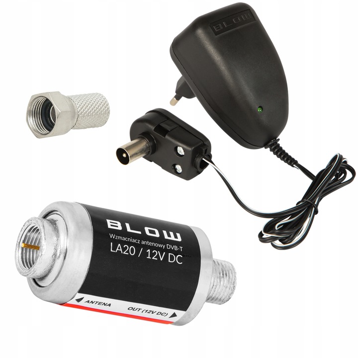 WZMACNIACZ ANTENOWY SYGNAŁU TV NAZIEMNA DVB-T2 MOCNY ZŁĄCZE F 12V
