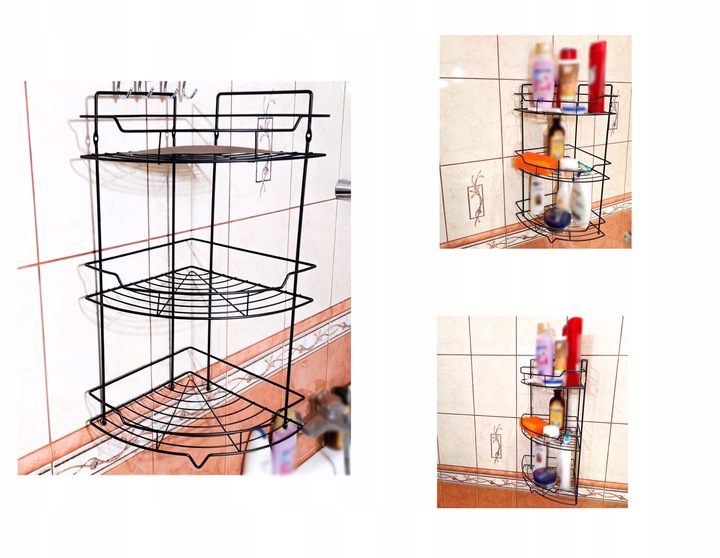 WIESZAK PÓŁKA DO ŁAZIENKI TRZYPOZIOMOWA WISZĄCA ORGANIZER POD PRYSZNIC