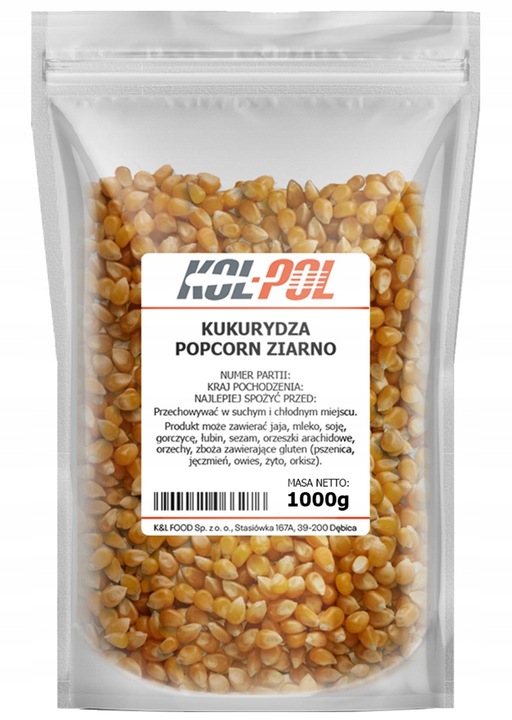 KUKURYDZA POPCORN 5kg Ziarno do prażenia bez soli naturalna jakość Kol-Pol
