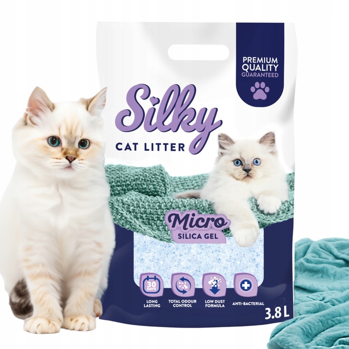 MICRO Żwirek dla kota drobny SILKY 30,4L ZESTAW 8x3,8l zwirek do