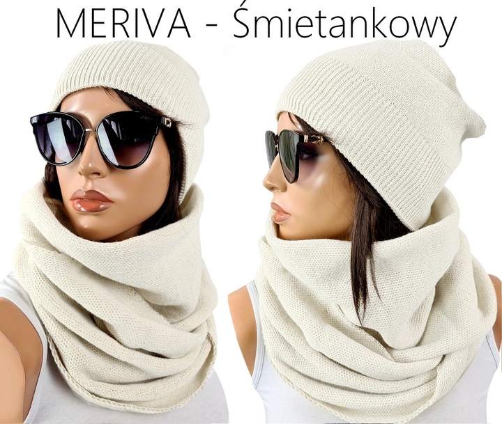 POLSKI KOMPLET CZAPKA + DUŻY KOMIN CIEPŁY - KOLORY