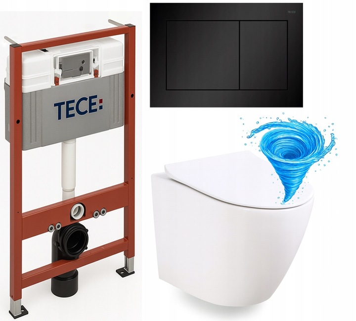 ZESTAW PODTYNKOWY 7W1 STELAŻ TECE + MUSZLA WC TORNADO SLIM +PRZYCISK