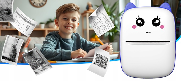 MINI DRUKARKA TERMICZNA DRUKUŚ ORYGINALNY DO ZDJĘĆ NOTATEK + 11SZT ROLEK