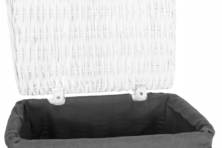 KOSZ WIKLINOWY NA PRANIE BIELIZNĘ ODZIEŻ ZABAWKI POJEMNIK BIAŁY KUFER 72L