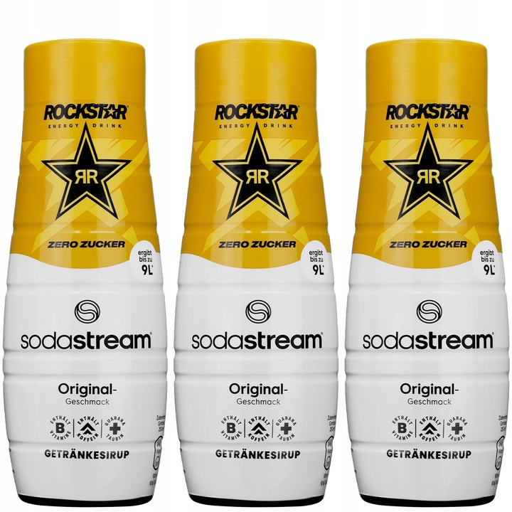 3x SYROP SODA STREAM ROCKSTAR ORIGINAL ZERO KONCENTRAT DO SATURATORA 440 ML