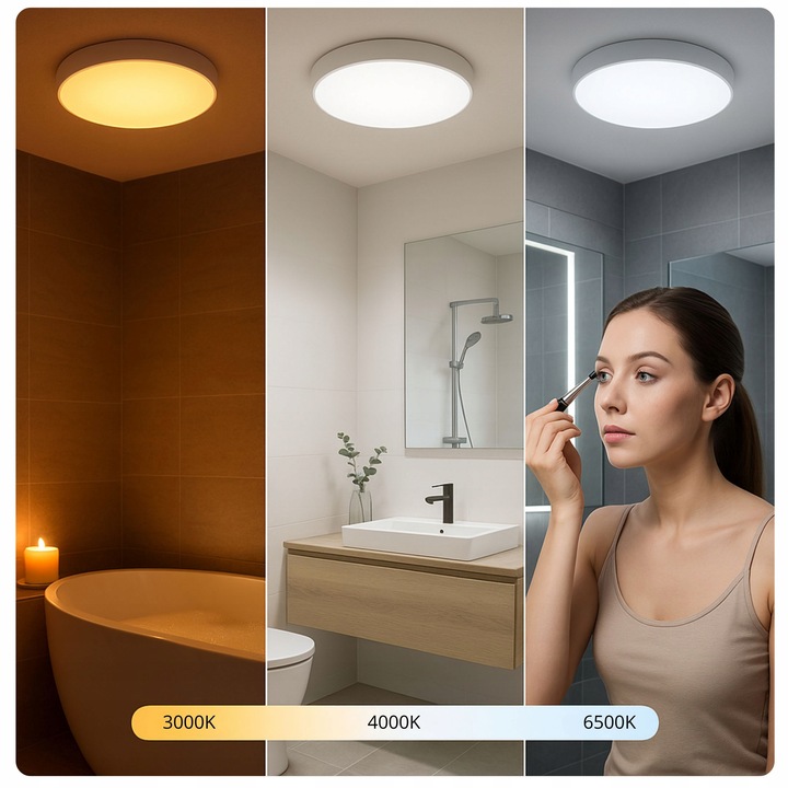 Lampa sufitowa Plafon LED 50cm OKRĄGŁY panel 3 barwy do łazienki