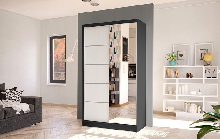 SZAFA PRZESUWNA DIEGO III z lustrem 100cm - pojemna GARDEROBA