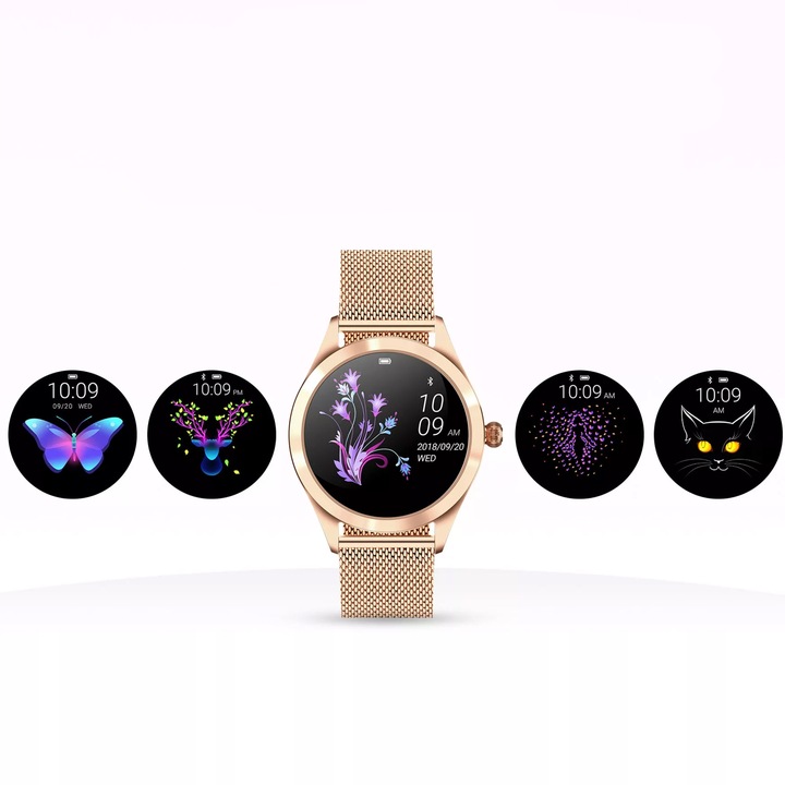SMARTWATCH ZEGAREK DAMSKI DLA KOBIETY PULS SPORT POWIADOMIENIA MENU ZŁOTY