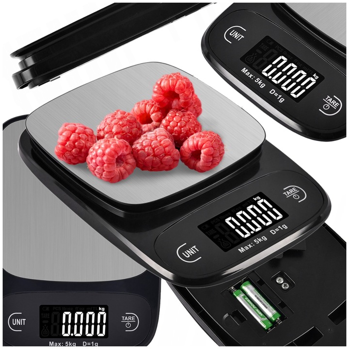 WAGA KUCHENNA ELEKTRONICZNA WYŚWIETLACZ LCD DOTYKOWA PRECYZYJNA 5KG/1G