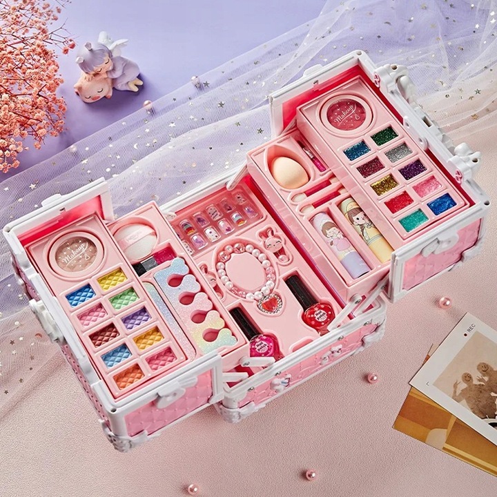 DUŻY ZESTAW KOSMETYKÓW DO MAKIJAŻU I PAZNOKCI MAKEUP DLA DZIECI PREZENT