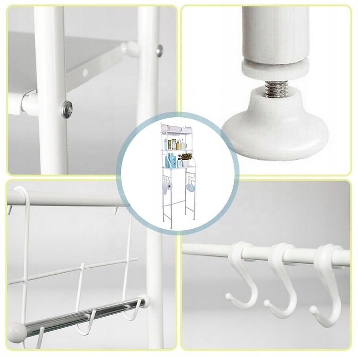 Szafka nad WC do łazienki półka regał 3 półki biała metalowa 3 poziom