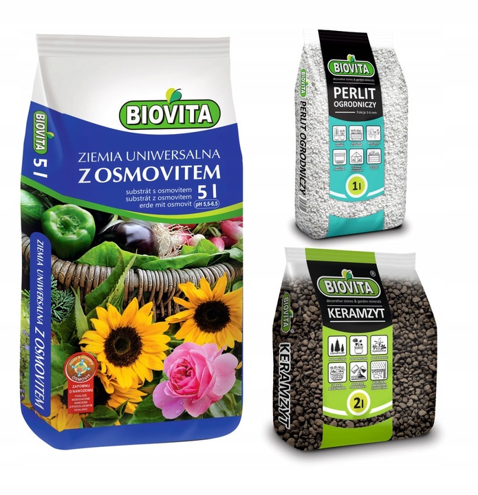 Zestaw do zrobienia podłoża przepuszczalnego, luźnego dla roślin 8L