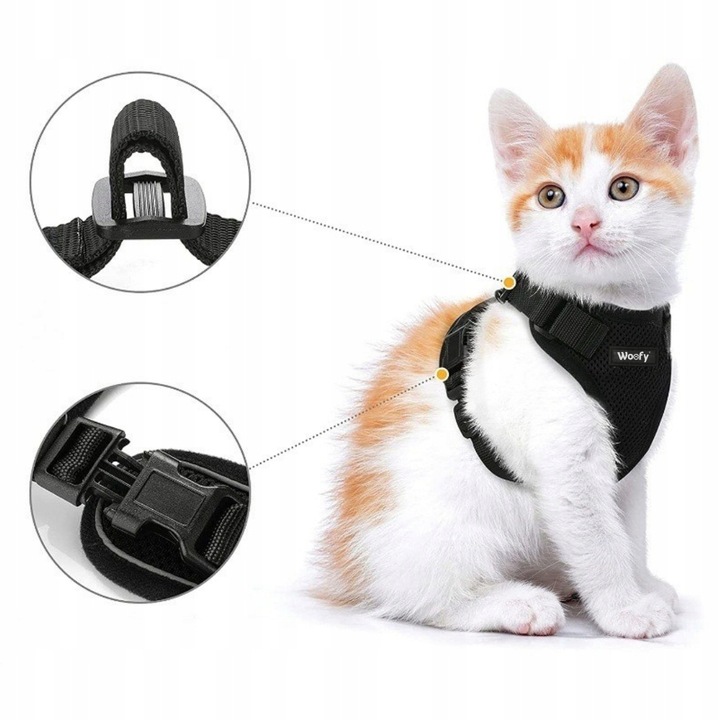 PROFESJONALNE SZELKI BEZUCISKOWE SPACEROWE REGULOWANE DLA KOTA + SMYCZ M