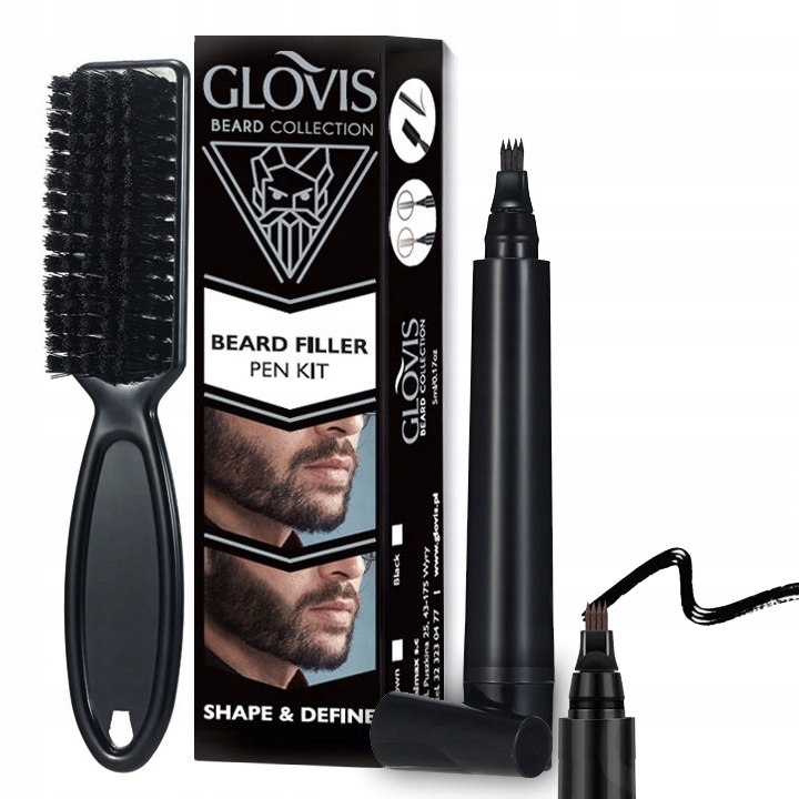 GLOVIS FILLER Zestaw do Wypełniania Zarostu Brody Marker Pisak +