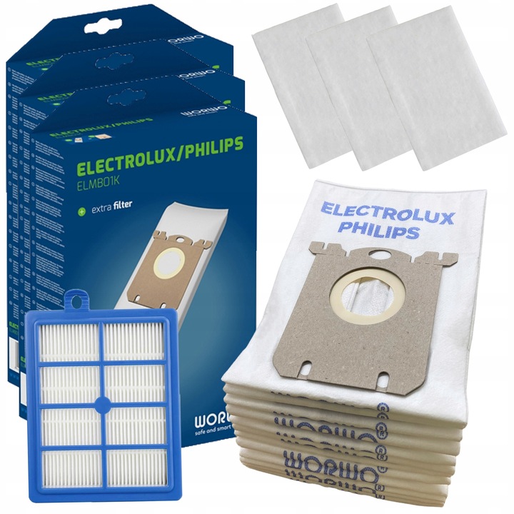 12xWORKI DO ODKURZACZA ELEKTROLUX ELECTROLUX PHILIPS PowerForce +FILTR HEPA