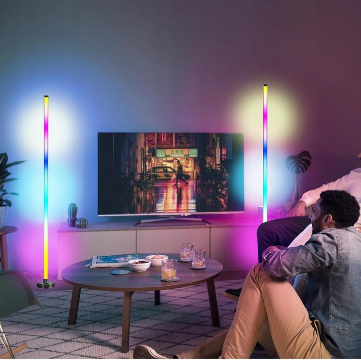 INTELIGENTNA LAMPA PODŁOGOWA LED RGB NAROŻNA STOJĄCA DO SALONU