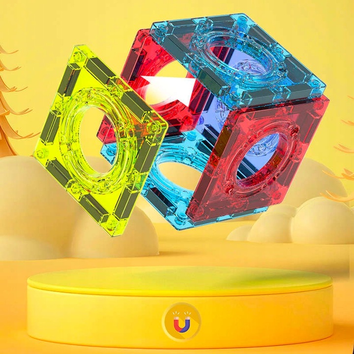 Klocki Magnetyczne Tor Kulkowy Świecący Magnetic Blocks 120 Elementów