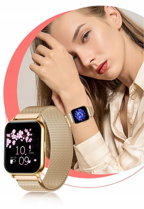 SMARTWATCH ZEGAREK DAMSKI POLSKIE MENU ROZMOWY CIŚNIENIE PULS SPORT ZDROWIE