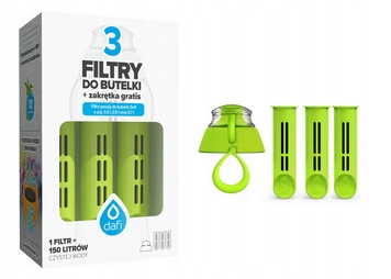 3 X FILTRY DAFI DO BUTELKI FILTRUJĄCEJ SOFT SOLID + ZAKRĘTKA MIX KOLOR