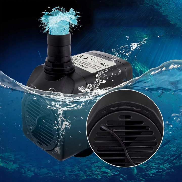 Mocna Pompa 2000L/h DO oczka WODNEGO FONTANNA KASKADA + 3 Końcówki