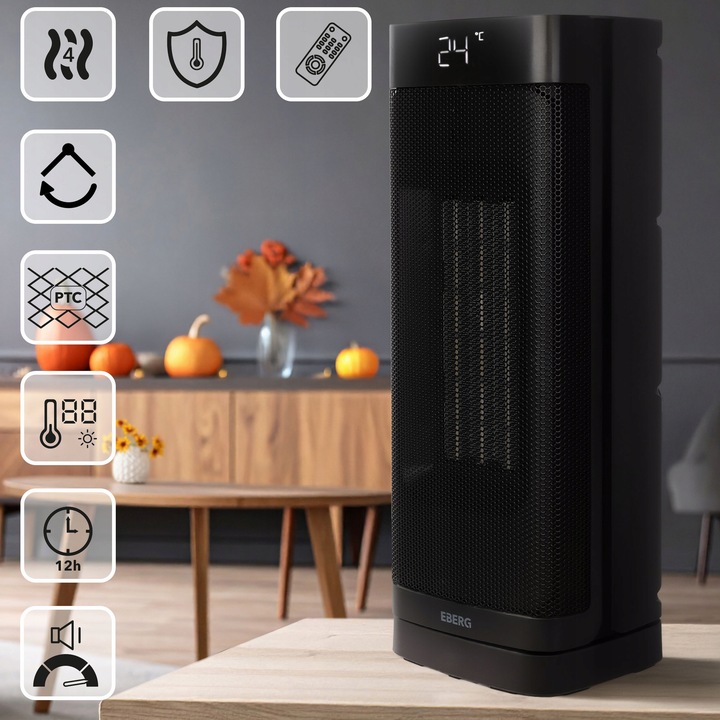 Termowentylator Farelka EBERG NOX Grzejnik elektryczny kolumnowy 2000W