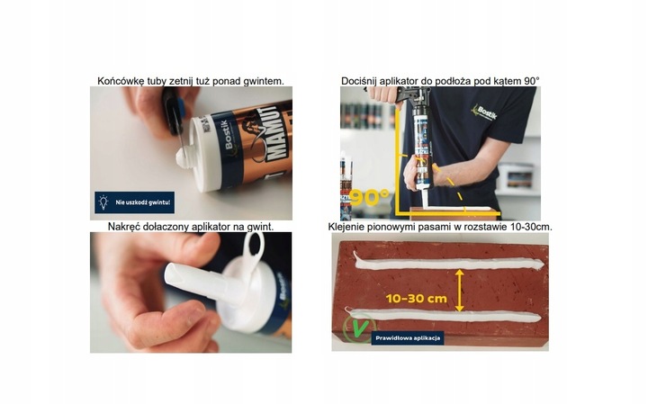 MAMUT GLUE KLEJ UNIWERSALNY MONTAŻOWY BIAŁY 290 ml BOSTIK