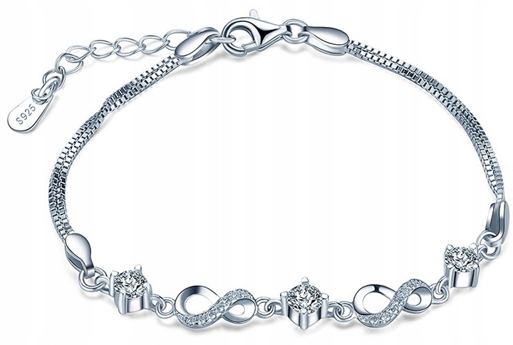 BRANSOLETKA DAMSKA SREBRNA NIESKOŃCZONOŚĆ BRANSOLETKA SREBRO PRÓBA 925