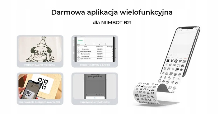 Drukarka termiczna NIIMBOT B21 czerwony + rolka etykiet
