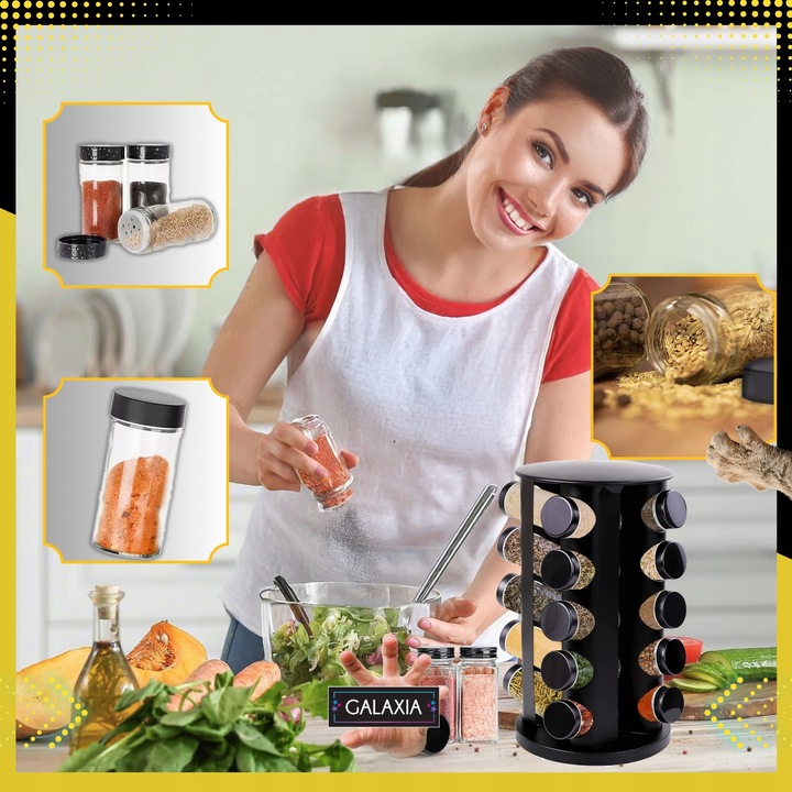 STOJAK NA PRZYPRAWY POJEMNIKI 20SZT Słoiczki Słoiki Przyprawnik i