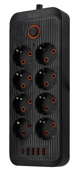 Przedłużacz listwa zasilająca sieciowa 2M 8 gniazd + 4 gniazd USB ładowarka