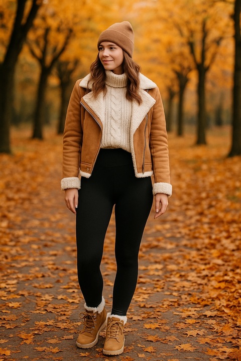 OCIEPLANE LEGGINSY W PRĄŻEK BAMBUSOWE wysoki stan CIEPŁE KRYJĄCE