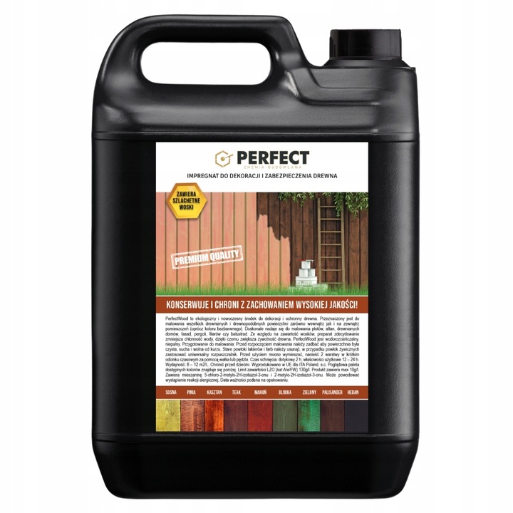 Impregnat do drewna barwiący PERFECT WOOD 10 L - 120 m2 KOLORY EKOLOGICZNY