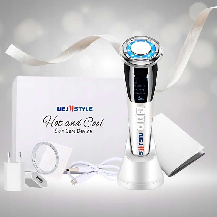 MEZOTERAPIA BEZIGŁOWA MASAŻER DO TWARZY EMS MASAŻ 5w1 LIFTING LED + GRATIS