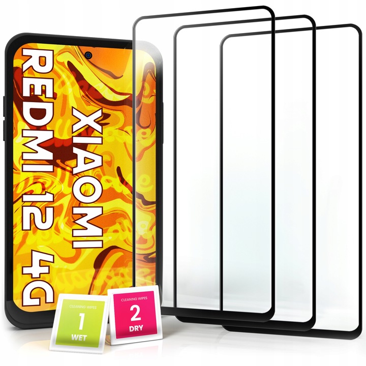 3-PAK Szkło Hartowane do Xiaomi Redmi 12 /13 (na cały ekran, 9H, ochronne)