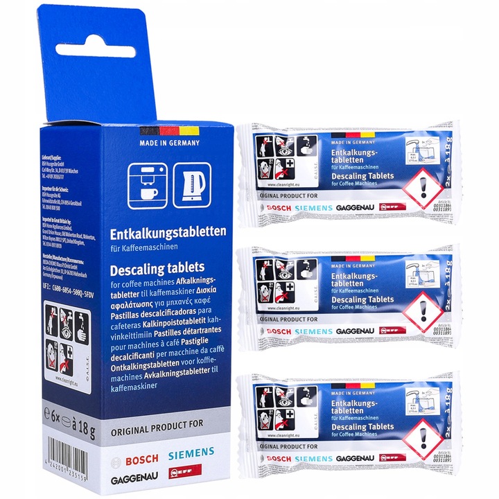 Bosch Siemens odkamieniacz do ekspresu + tabletki do czyszczenia