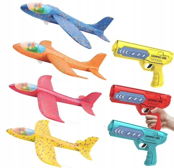 PISTOLET WYRZUTNIA SAMOLOTÓW ZE ŚWIATŁEM RZUTKA samolot LED